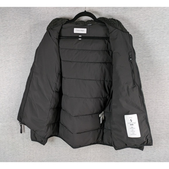 Calvin Klein Chevron Stretch Jacket w/ Sherpa Lined Hood - Picture 9 of 15